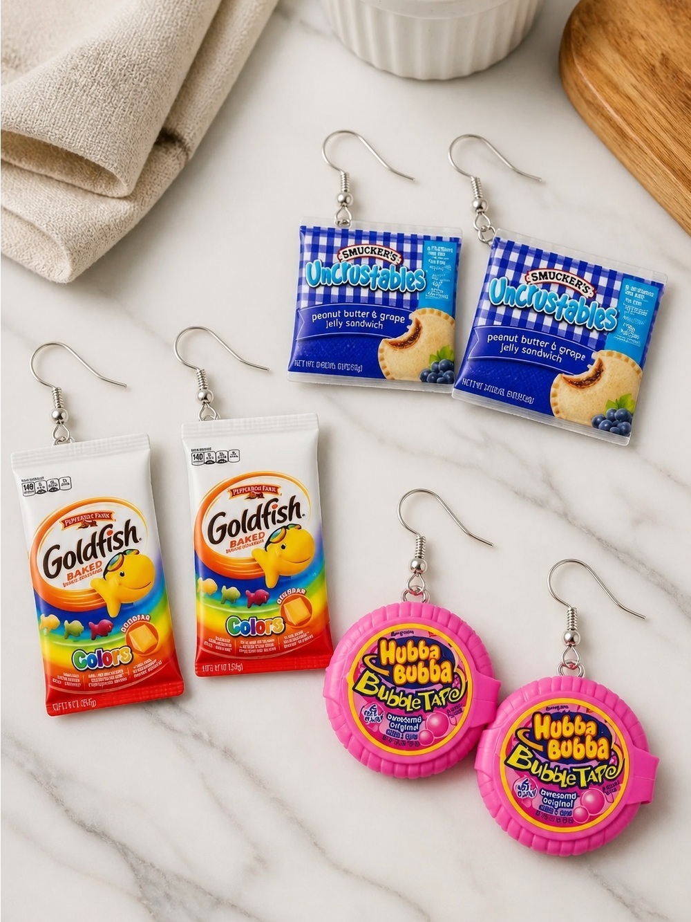 NWT Set of 3 Novelty Earrings - Acrylic Design Snack Dangle Earrings